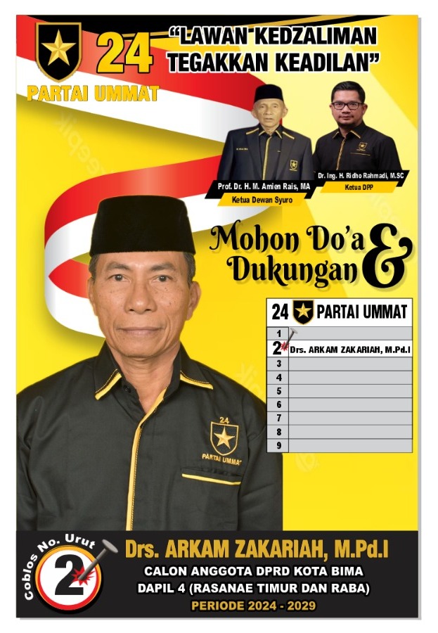 Drs. Arkam Zakariah, M.Pd.I, DPC Kecamatan Raba Partai UMMAT Kota Bima